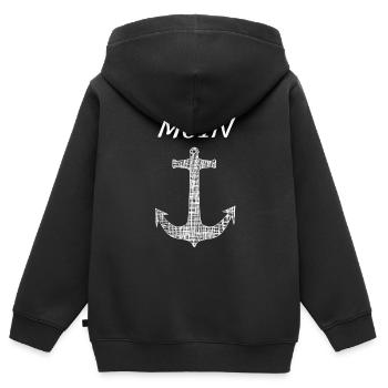Moin, Hamburg, Anker, Wat mut dat mut, Moin moin - Kinder Premium Organic Zip Hoodie - Schwarz - Hinten - AI Model Kid Male (0cm)