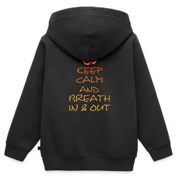 Keep Calm and in and out, Yoga, Spruch - Kinder Premium Organic Zip Hoodie - Schwarz - Hinten - AI Model Kid Male (0cm)