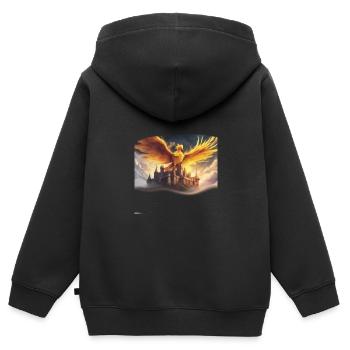 Phönix - Kinder Premium Organic Zip Hoodie - Schwarz - Hinten - AI Model Kid Male (0cm)