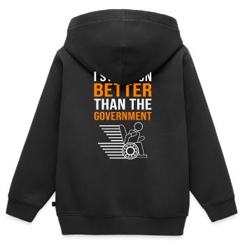 Rollstuhl - Kinder Premium Organic Zip Hoodie - Schwarz - Hinten - AI Model Kid Male (0cm)