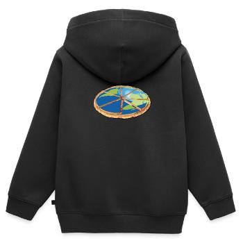 Pizza trägt Erde - Kinder Premium Organic Zip Hoodie - Schwarz - Hinten - AI Model Kid Male (0cm)
