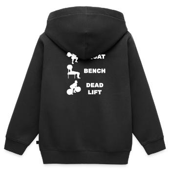 Squat Bench Deadlift - Sweat Premium à capuche zippé enfant bio - noir - Dos - AI Model Kid Male (0cm)