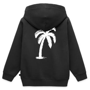| Pop Art Palmier - Sweat Premium à capuche zippé enfant bio - noir - Dos - AI Model Kid Male (0cm)