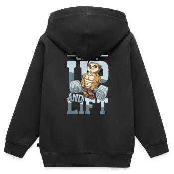 Shut Up and Lift - Kinder Premium Organic Zip Hoodie - Schwarz - Hinten - AI Model Kid Male (0cm)