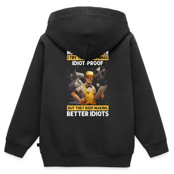Kernenergie Spruch für Kernenergie - Kinder Premium Organic Zip Hoodie - Schwarz - Hinten - AI Model Kid Male (0cm)