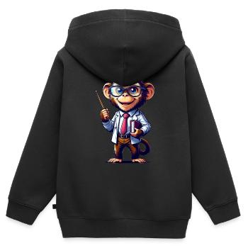 Cute Monkey Teacher - Kinder Premium Organic Zip Hoodie - Schwarz - Hinten - AI Model Kid Male (0cm)