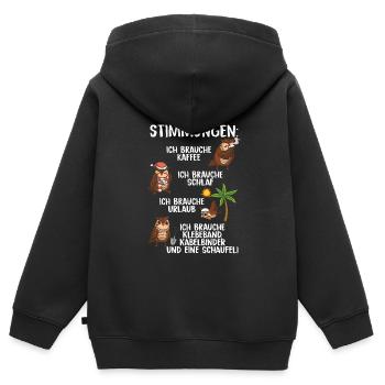 Meine Vier Stimmungen - Kinder Premium Organic Zip Hoodie - Schwarz - Hinten - AI Model Kid Male (0cm)