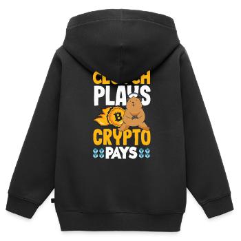 Crypto-monnaie Récompenses Gaming Blockchain Gamer - Sweat Premium à capuche zippé enfant bio - noir - Dos - AI Model Kid Male (0cm)