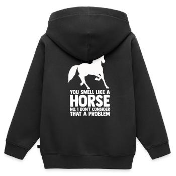 Amoureux des chevaux Équitation équestre - Sweat Premium à capuche zippé enfant bio - noir - Dos - AI Model Kid Male (0cm)