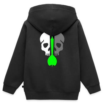 Geteilter Schädel und Dartpfeil - Kinder Premium Organic Zip Hoodie - Schwarz - Hinten - AI Model Kid Male (0cm)