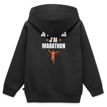 Ich kann keinen Marathon haben - Kinder Premium Organic Zip Hoodie - Schwarz - Hinten - AI Model Kid Male (0cm)