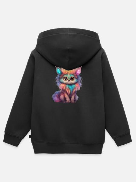 cute mystical creature - Kinder Premium Organic Zip Hoodie - Schwarz