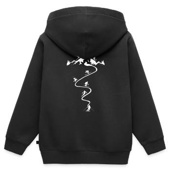 Skiers Skiers Skiing Mountains Snow Curves - Kids Premium Organic Zip-up Hoodie - black - Back - AI Model Kid Male (0cm)