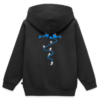 Ski Skifahrer Skifahren Berge Schnee Kurven - Kinder Premium Organic Zip Hoodie - Schwarz - Hinten - AI Model Kid Male (0cm)