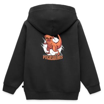 geschenkidee - pugasaurus - Kinder Premium Organic Zip Hoodie - Schwarz - Hinten - AI Model Kid Male (0cm)