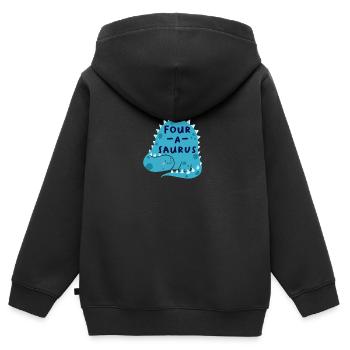 4ème anniversaire anniversaire garçon dinosaure quatre - Sweat Premium à capuche zippé enfant bio - noir - Dos - AI Model Kid Male (0cm)