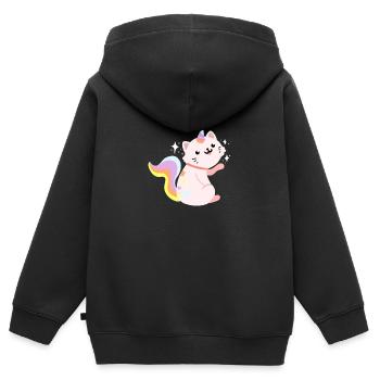 Sitting Caticorn - Funny Caticorn Cat - Kids Premium Organic Zip-up Hoodie - black - Back - AI Model Kid Male (0cm)