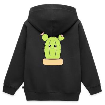 Kawaii Kaktus Kawaii Pflanze Kawaii Sukkulenten - Kinder Premium Organic Zip Hoodie - Schwarz - Hinten - AI Model Kid Male (0cm)