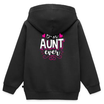 Tante Tante B.A.E. Meilleur cadeau d’anniversaire de tante de tous les temps - Sweat Premium à capuche zippé enfant bio - noir - Dos - AI Model Kid Male (0cm)