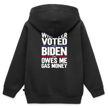 Wer Biden gewählt hat, schuldet mir Benzingeld - Kinder Premium Organic Zip Hoodie - Schwarz - Hinten - AI Model Kid Male (0cm)