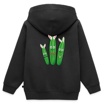 Cucumber Trio,Cucumber,Cucumber,Cucumber,Cucumber,Bunnies, Bunnies - Kids Premium Organic Zip-up Hoodie - black - Back - AI Model Kid Male (0cm)