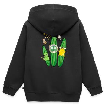 Cucumber Trio,Cucumber,Cucumber,Cucumber,Cucumber,Space, Alien - Kids Premium Organic Zip-up Hoodie - black - Back - AI Model Kid Male (0cm)
