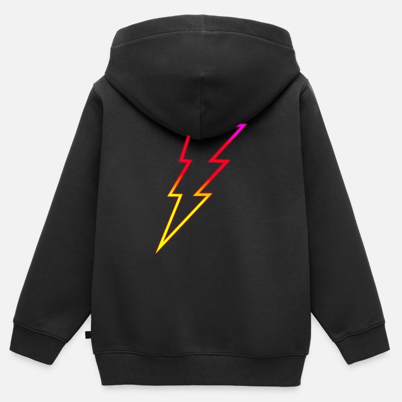 Foudre - Sweat Premium à capuche zippé enfant bio - noir