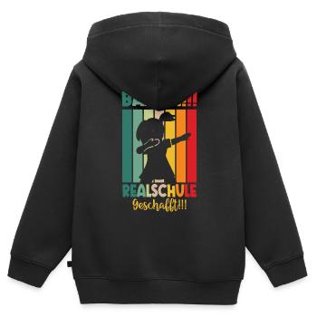 Bäm Realschule Geschafft 2024 - Kinder Premium Organic Zip Hoodie - Schwarz - Hinten - AI Model Kid Male (0cm)