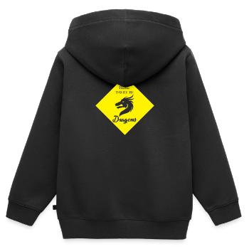 Fantasy / Dragon: ici Be - Dragons - Sweat Premium à capuche zippé enfant bio - noir - Dos - AI Model Kid Male (0cm)