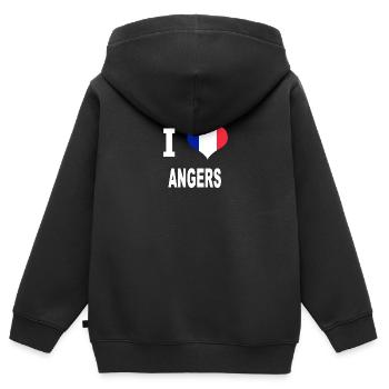 J'aime ANGERS - Sweat Premium à capuche zippé enfant bio - noir - Dos - AI Model Kid Male (0cm)
