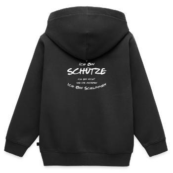 Schütze - Kinder Premium Organic Zip Hoodie - Schwarz - Hinten - AI Model Kid Male (0cm)