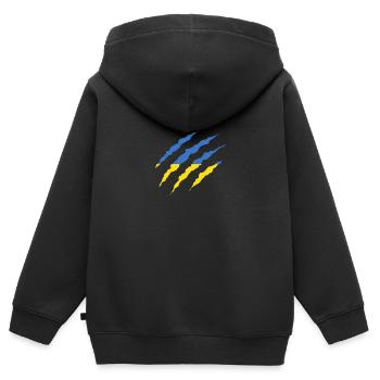 Claw Klaue Laender Ukraine png - Kinder Premium Organic Zip Hoodie - Schwarz - Hinten - AI Model Kid Male (0cm)