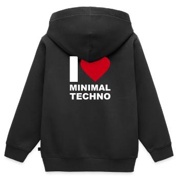 ICH LIEBE TECHNO MINIMAL - Kinder Premium Organic Zip Hoodie - Schwarz - Hinten - AI Model Kid Male (0cm)