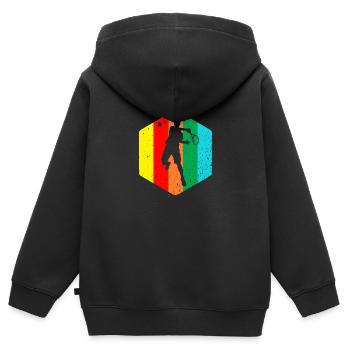 tennis - Sweat Premium à capuche zippé enfant bio - noir - Dos - AI Model Kid Male (0cm)