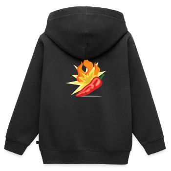 Feurig scharfe Chilischote hinterlässt Brennen - Kinder Premium Organic Zip Hoodie - Schwarz - Hinten - AI Model Kid Male (0cm)