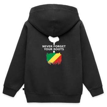 République du Congo - Sweat Premium à capuche zippé enfant bio - noir - Dos - AI Model Kid Male (0cm)