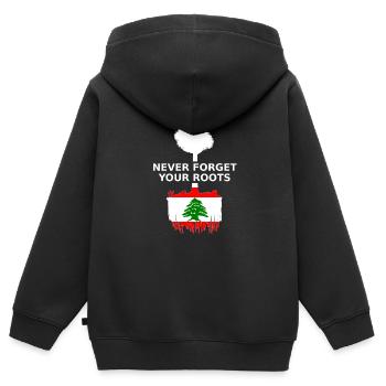 Lebanon Never Forget Your Roots - Kids Premium Organic Zip-up Hoodie - black - Back - AI Model Kid Male (0cm)