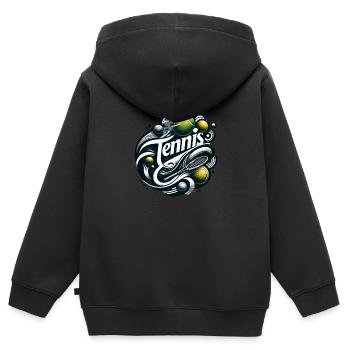 Le tennis est un sport pour les hommes et les femmes - Sweat Premium à capuche zippé enfant bio - noir - Dos - AI Model Kid Male (0cm)