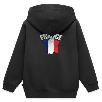France France Drapeau - Sweat Premium à capuche zippé enfant bio - noir - Dos - AI Model Kid Male (0cm)