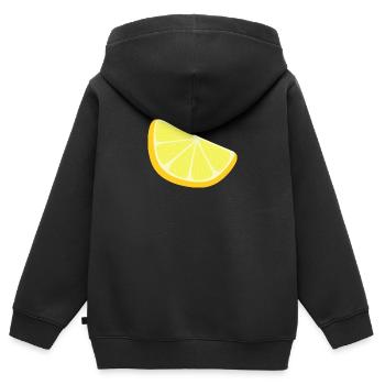 tranche de citron - Sweat Premium à capuche zippé enfant bio - noir - Dos - AI Model Kid Male (0cm)