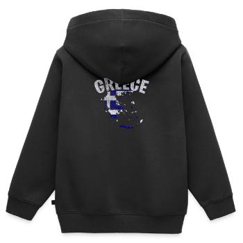 Griechenland - Kinder Premium Organic Zip Hoodie - Schwarz - Hinten - AI Model Kid Male (0cm)