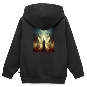Engel im Himmel - Kinder Premium Organic Zip Hoodie - Schwarz - Hinten - AI Model Kid Male (0cm)