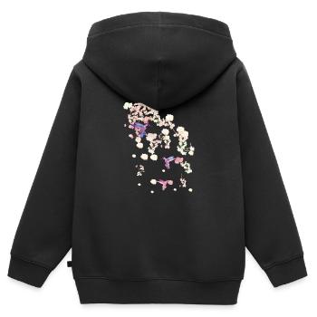 fleur de cerisier,colibri,fleurs,fleurs,fleurs - Sweat Premium à capuche zippé enfant bio - noir - Dos - AI Model Kid Male (0cm)