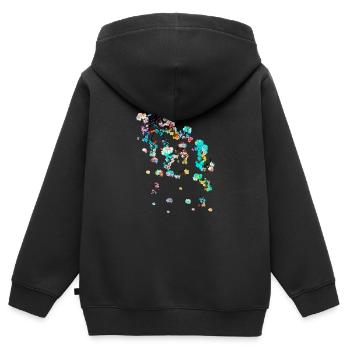 Fleurs,Abstrait,Floral,Peinture, Fleur,Vigne - Sweat Premium à capuche zippé enfant bio - noir - Dos - AI Model Kid Male (0cm)