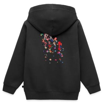 Fleurs,Abstrait,Floral,Peinture,Fleur,Vigne,Rouge - Sweat Premium à capuche zippé enfant bio - noir - Dos - AI Model Kid Male (0cm)