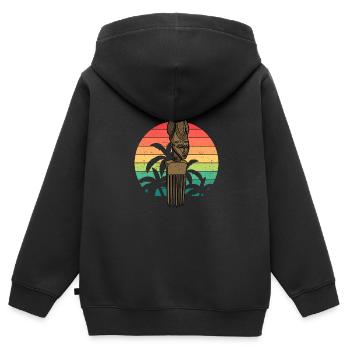 Histoire Africaine Coiffure Afro Worsted Hair Pick - Sweat Premium à capuche zippé enfant bio - noir - Dos - AI Model Kid Male (0cm)