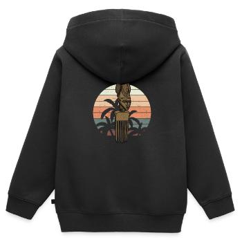 Afrikanische Geschichte Afro Frisur Kammhaar Pick - Kinder Premium Organic Zip Hoodie - Schwarz - Hinten - AI Model Kid Male (0cm)