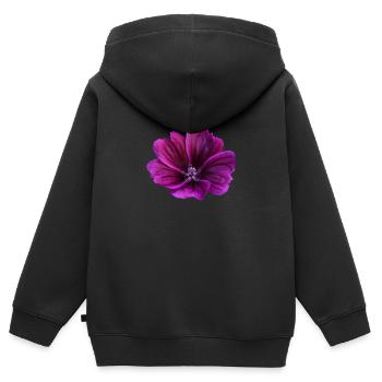 Fleur violette de mauve - Sweat Premium à capuche zippé enfant bio - noir - Dos - AI Model Kid Male (0cm)
