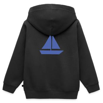 Minimalistisches Segeln Jolle Silhouette Kapitän - Kinder Premium Organic Zip Hoodie - Schwarz - Hinten - AI Model Kid Male (0cm)