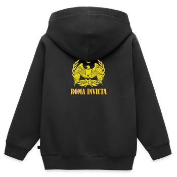 roma invicta rom romain riche spqr - Sweat Premium à capuche zippé enfant bio - noir - Dos - AI Model Kid Male (0cm)